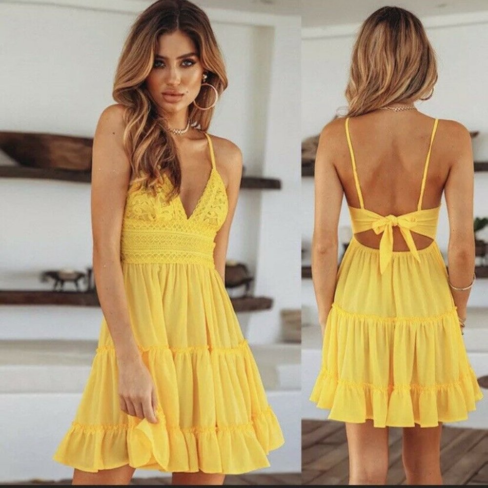 Suspender Midi Dress Casual Solid Ruffle Hem Dress